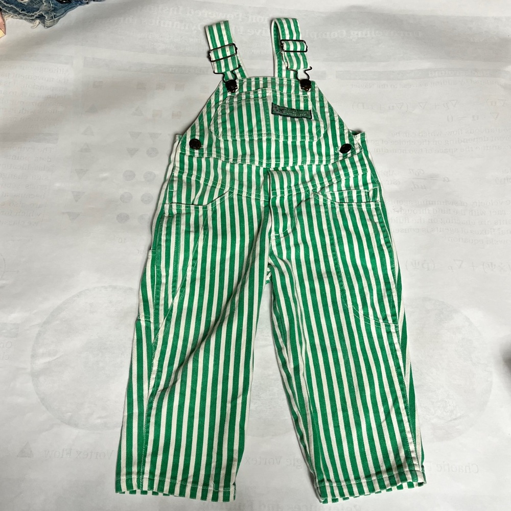 10. Green Pinstripe Overalls Happy Kid Striped